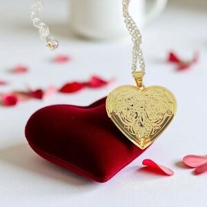 White & Yellow Gold Locket Pendant Necklace Mixed Metal Lovecore Luxe Bling Glam